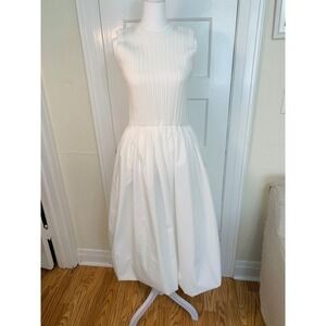 Rielle White Bubble Hem Maxi Dress w/Ribbed Knit Sleeveless Tank NWOT / Size M